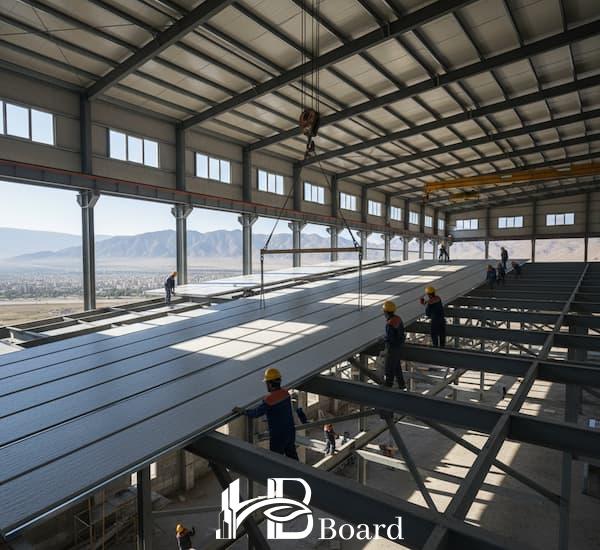 اجرای ساندویچ پانل سقفی در پروژه صنعتی- اچ بی